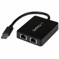 USB 3.0?2ポートGigabit Ethernet LANアダプタ ブラック (USBポートx1付き)　10/100/1000Mbps NICネットワークアダプタ　USB SuperSpeed(オス)?2x RJ45(メス)有線LANアダプタ (USB 3.0－2ポートGigabit Ethernet LANアダプタ ブラック (USBポートx1付き)　10/100/1000Mbps NICネットワークアダプタ　USB SuperSpeed(オス)－2x RJ45(メス)有線LANアダプタ　)