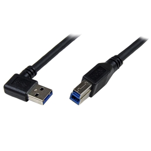 USBケーブル/USB 3.0(5Gbps)/1m/L型右向きType-A - Type-B/オス - オス/SuperSpeed USB 3.2 Gen1 規格準拠/ブラック/USB コード (1m ブラック SuperSpeed USB 3.0ケーブル 片側L型右向き A - B オス/オス)