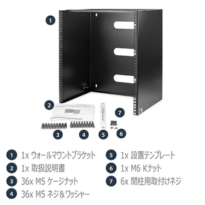 スチール製ラックマウントブラケット(19インチ/12U/奥行き12インチ