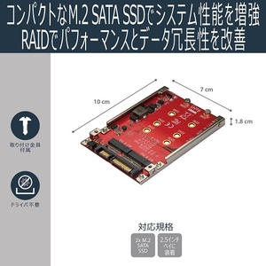 2スロットM.2 - SATA変換アダプタ 2.5インチドライブベイ対応 RAID 2x