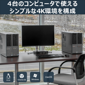 4ポートDisplayPort KVMスイッチ 4K/60Hz DisplayPort 1.2対応PC/CPU