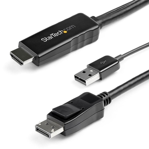 HDMI - DisplayPort変換ケーブル 2m USBバスパワー対応 4K/30Hz HDMIからDiplayPortに変換するアクティブコンバータ (HDMI - DisplayPortヘンカンケーブル 2m USBバスパワータイオウ 4K/30Hz HDMIカラDiplayPortニヘンカンスルアクティブコンバータ)