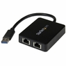 USB 3.0－2ポートGigabit Ethernet LANアダプタ ブラック (USBポートx...