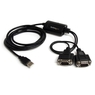 2ポート増設USB 2.0－RS232Cシリアル変換ケーブル　1x USB A オスー2x DB-9...