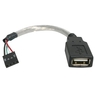 15cm PCケース/マザーボード接続用USB 2.0ケーブル USB Aタイプ メス - 4ピン ...