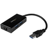 USB 3.0 - ギガビットイーサネット有線LANアダプタ USBハブ(2ポート)内蔵 10/10...