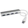 4ポート ポータブル USB3.0ハブ (ケーブル内蔵) 1x USB A (オス) - 4x US...