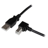 1m USB 2.0 ケーブル タイプA (オス) - タイプB/L型右向き (オス) ブラック