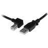 1m USB 2.0 ケーブル タイプA (オス) - タイプB/L型左向き (オス) ブラック