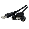 30cm USB2.0パネルマウントガタケーブル パネルマウントヨウUSB Aポート(メス) - U...