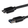 USB 3.0 Micro-B スリムケーブル 50cm Type-A(オス) - マイクロB(オス...